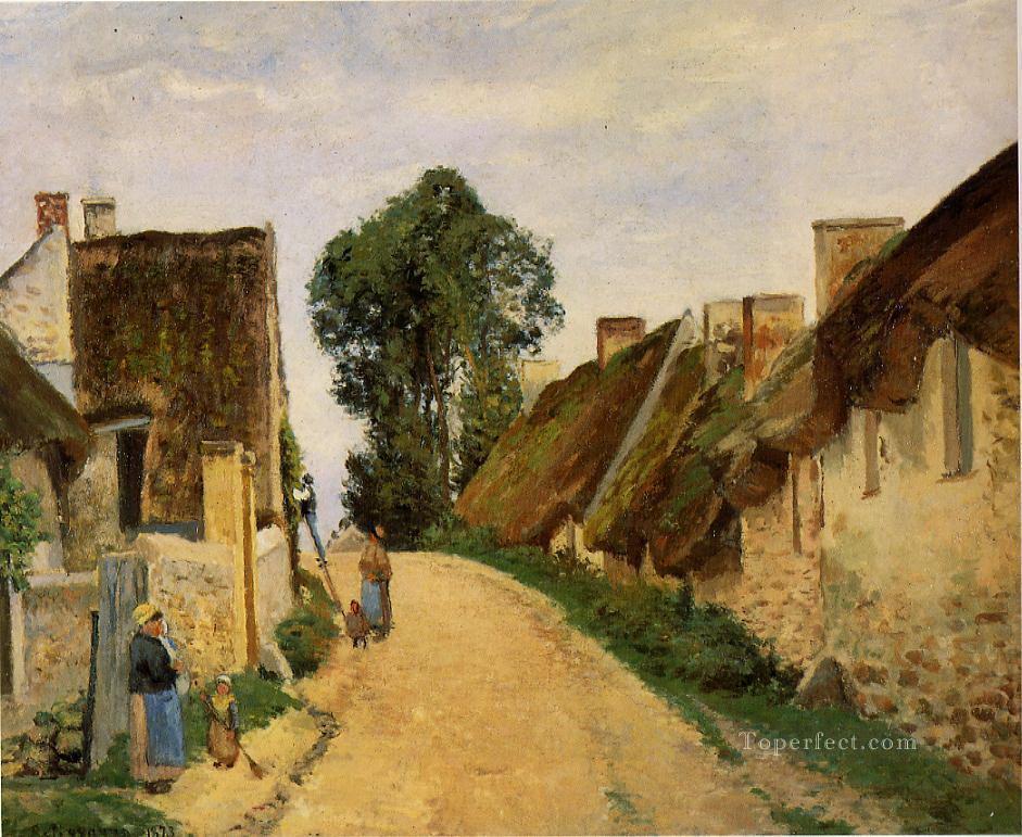 村の通りオーヴェール・シュル・オワーズ 1873年 カミーユ・ピサロ油絵